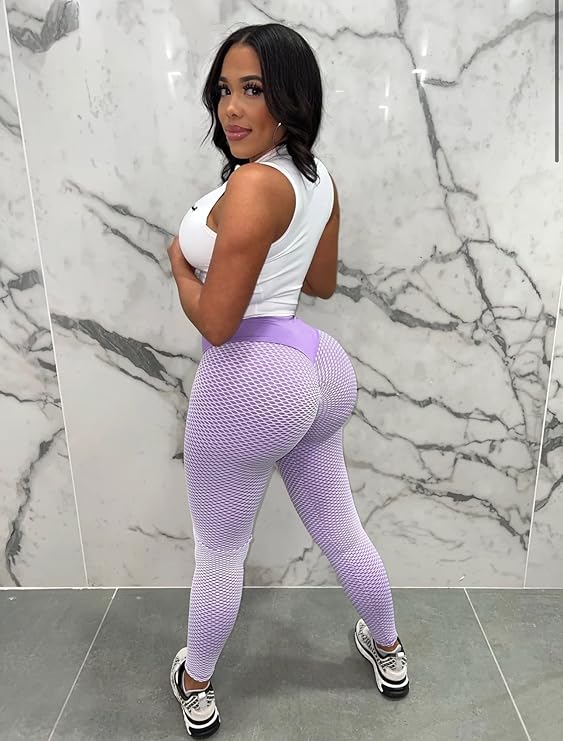 LESS DRAMA High-Waisted Women's Leggings - PURPLE