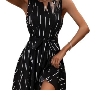 GLIT1 GORGLITTER Women's Sleeveless Striped Print