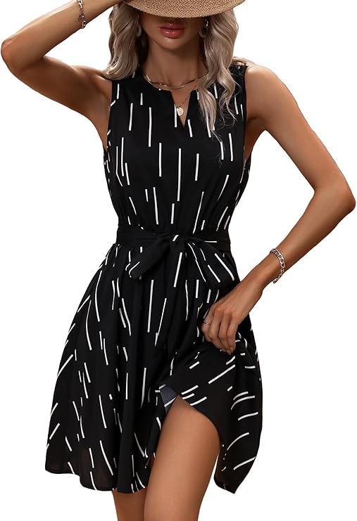 GORGLITTER Women's Sleeveless Striped Print