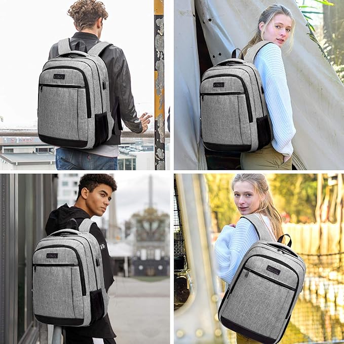 QINOL Travel Laptop Backpack- GREY - Image 4