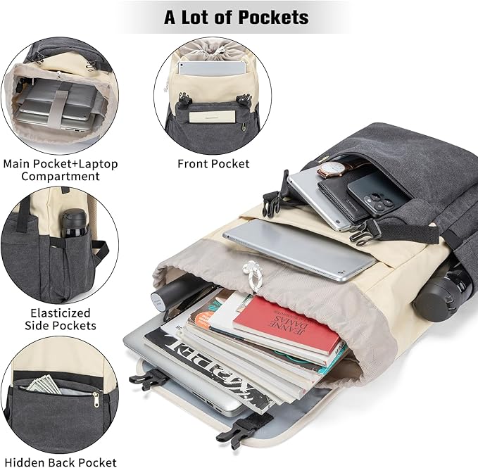 Orvilly Vintage Canvas Laptop Backpack for Women - Image 3