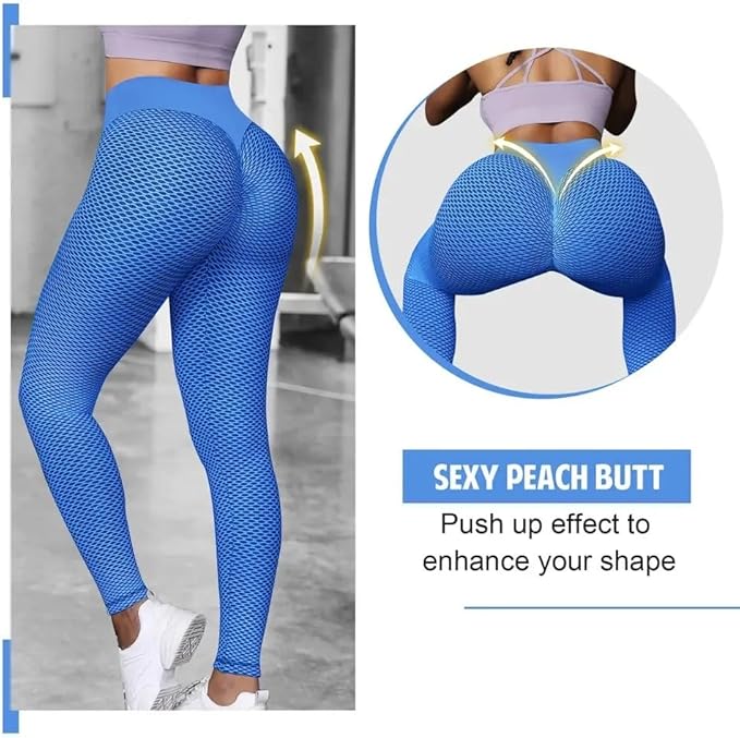 LESS DRAMA High-Waisted Women's Leggings - BLUE - Image 4