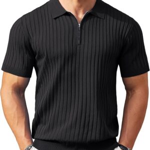 POLO2 COOFANDY Men's Zipper Polo Shirts Short