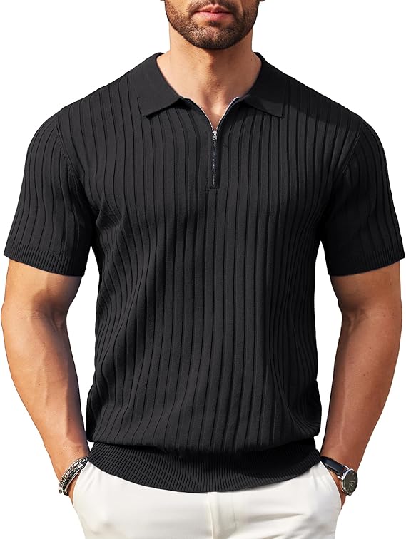 POLO2 COOFANDY Men's Zipper Polo Shirts Short