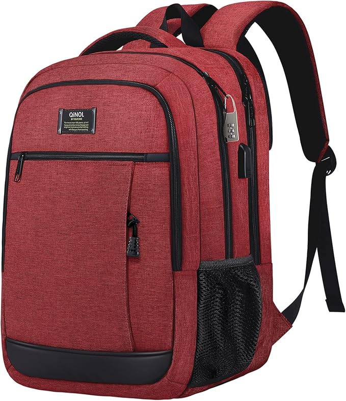 QINOL Travel Laptop Backpack- RED
