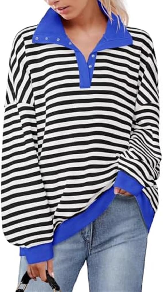 ZIP Womens Oversized Striped Color Block